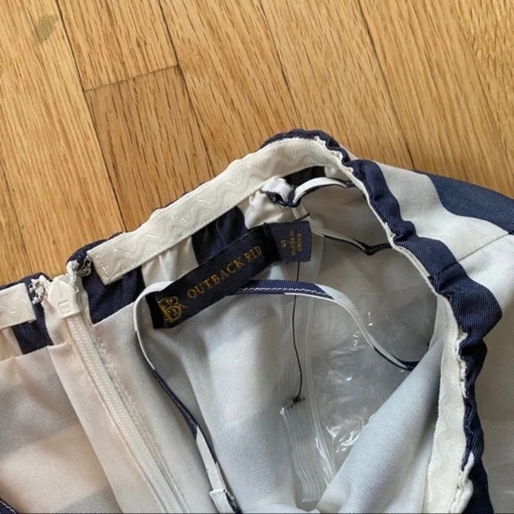 Outback Red Nautical Strapless Chevron Stripe Navy & White Dress Size S - Picture 2 of 10